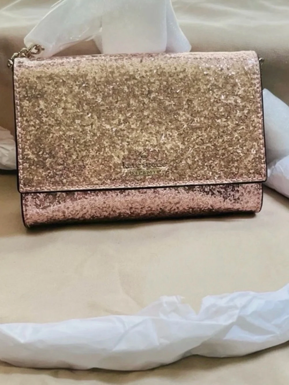 Kate Spade Glitter Bug Cami Clutch/Crossbody with Storybook Lining - NWT